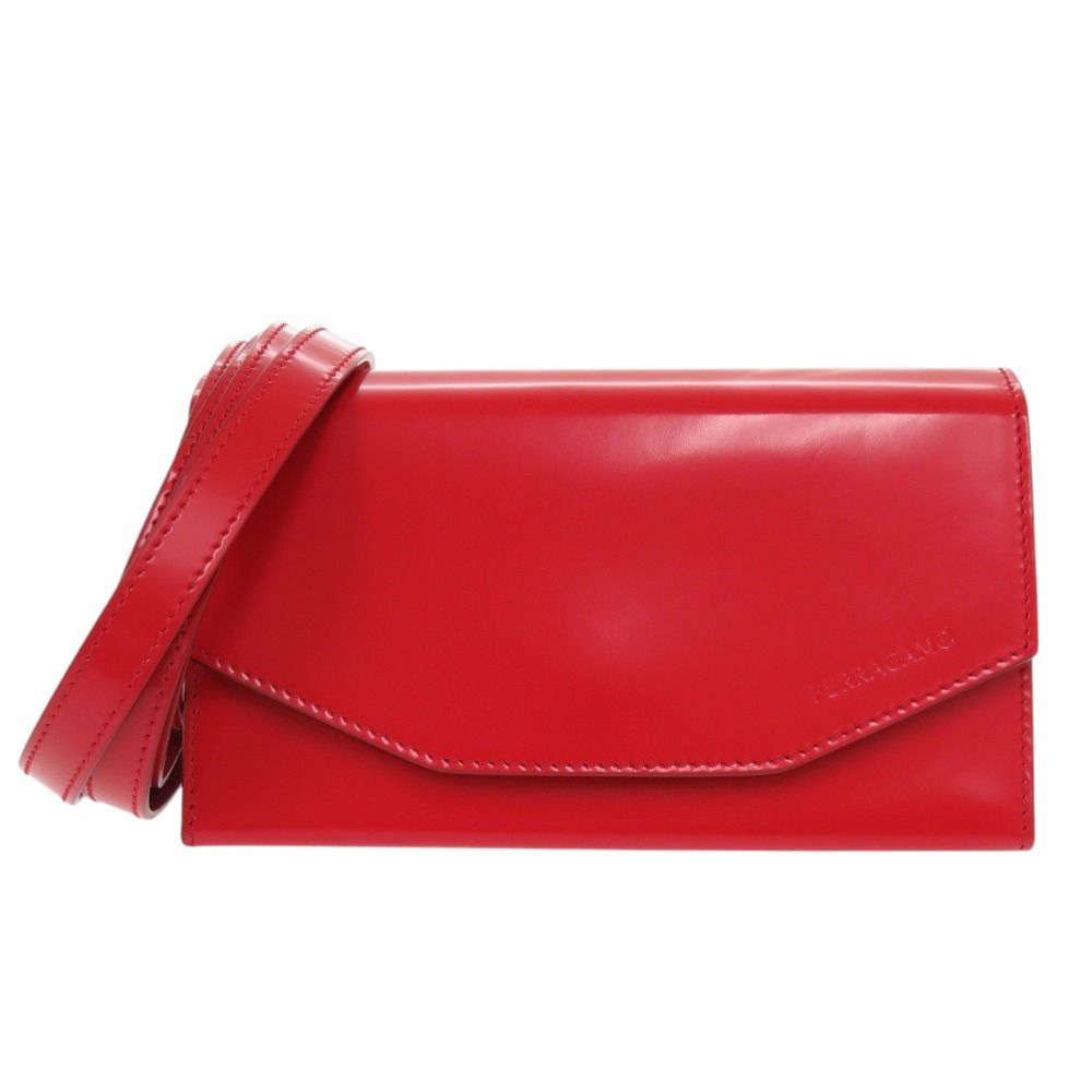 美品 サルヴァトーレフェラガモ 241266 カーフ レッド 2WAY ショルダーバッグ クラッチバッグ 赤 0195 Salvatore Ferragamo
