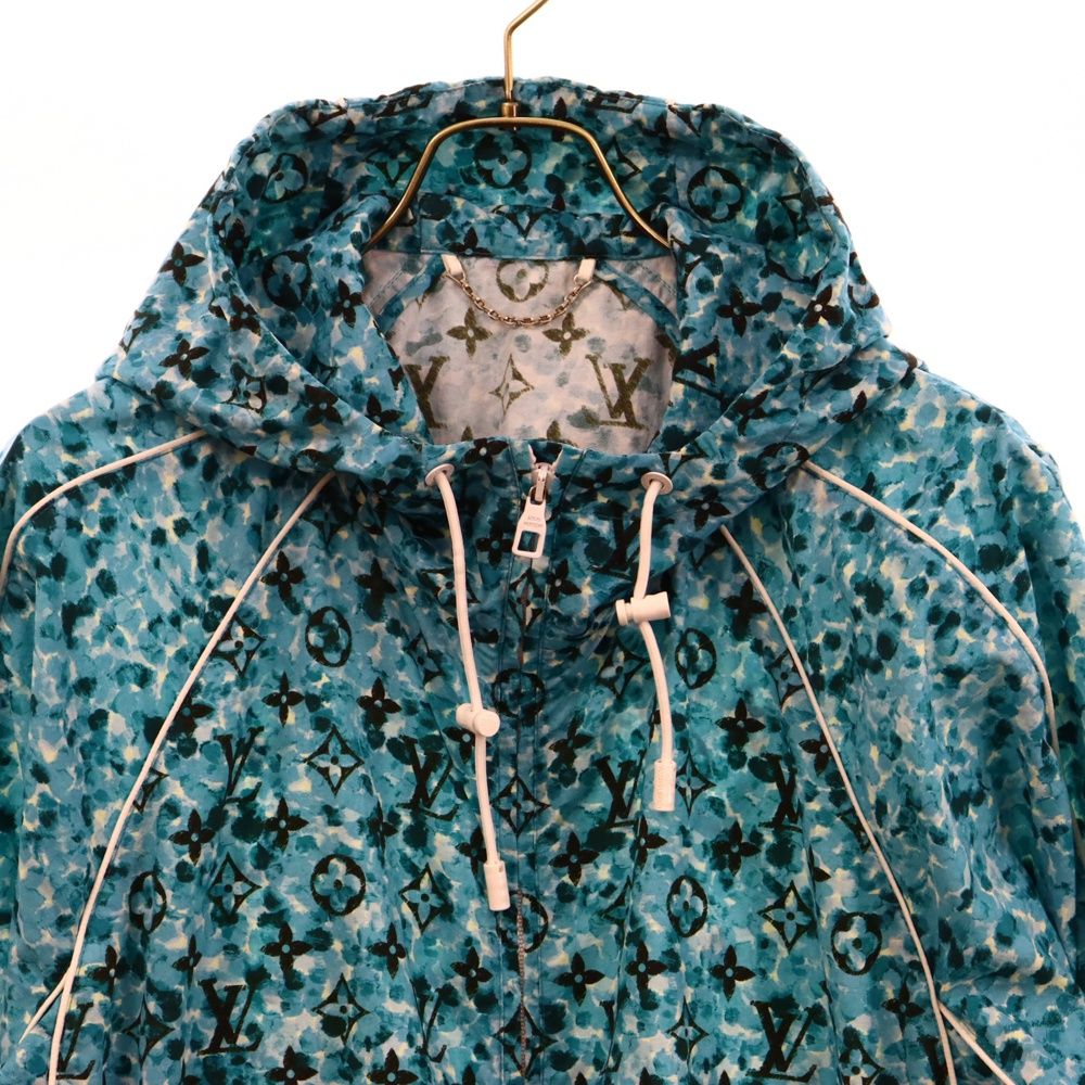 ルイヴィトン 23AW プリンテッドナイロンウインドブレーカー ジップアップジャケット モノグラム ブルー 1ABJ4U RM232M ZS2 HPB10W LOUIS VUITTON (ルイヴィトン) 23AW プリンテッドナイロンウインド