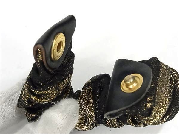  FENDI フェンディ ストライプ シュシュ ヘアゴム ヘア レディー ブラック系 ゴールド系 AT 3377 その他 ウィッグ エクステ