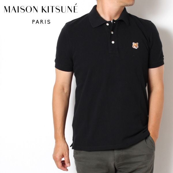 24SSモデル メゾン キツネ MAISON KITSUNE  フォックスヘッド パッチ レギュラー ポロ【BLACK】 LM00208KJ7002  P199/【2024SS】m-tops