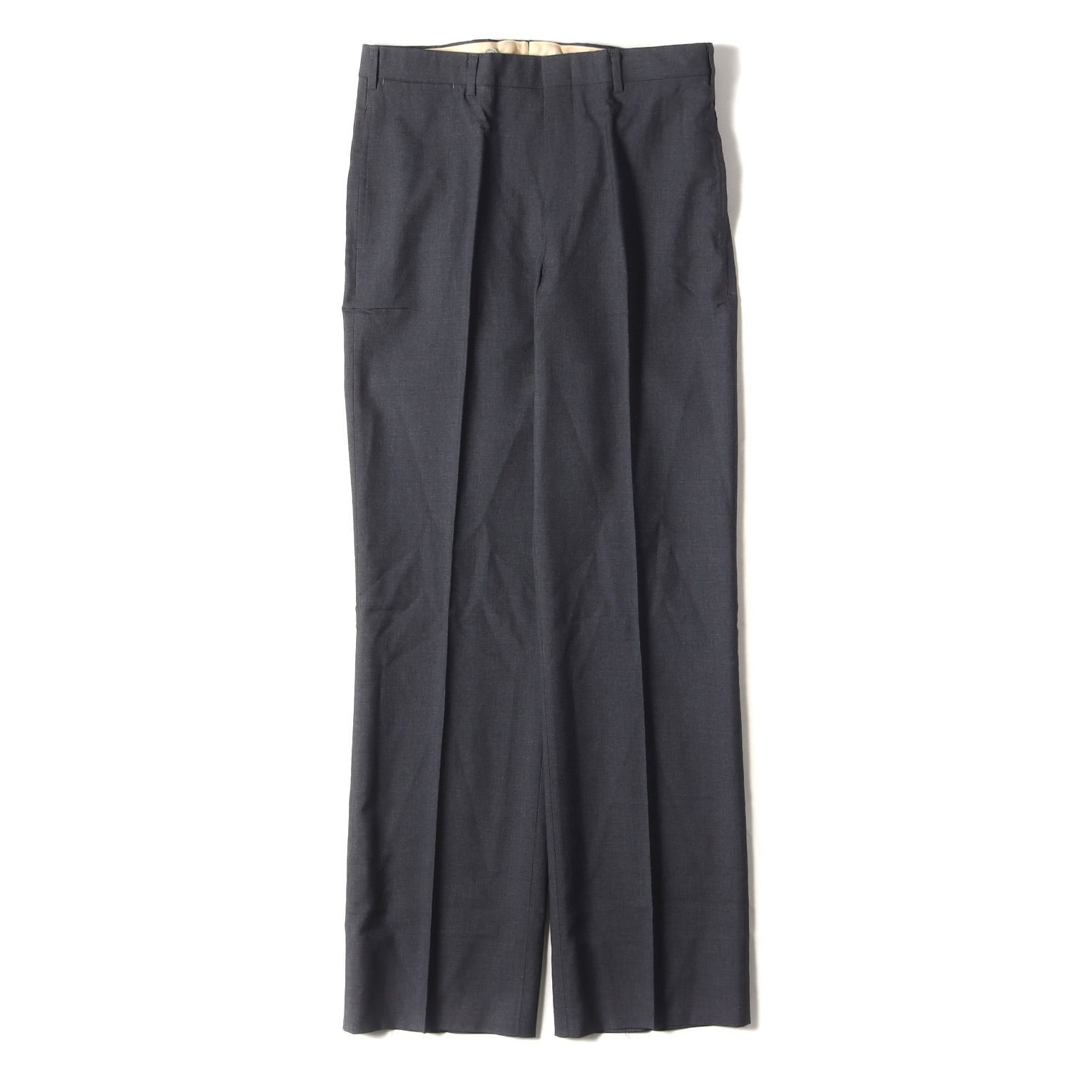 POLO Ralph Lauren ポロ ラルフローレン パンツ サイズ:C96-W84-T180 80s ウールギャバ ワイド ストレート スラックスパンツ / トラウザーズ DEADSTOCK OLD VINTAGE グレー ボトムス ズボン【メンズ】