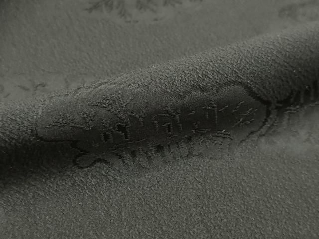 平和屋着物▽羽織・コート 黒生地 反物 羽尺 駒綸子 松地紋 逸品 未