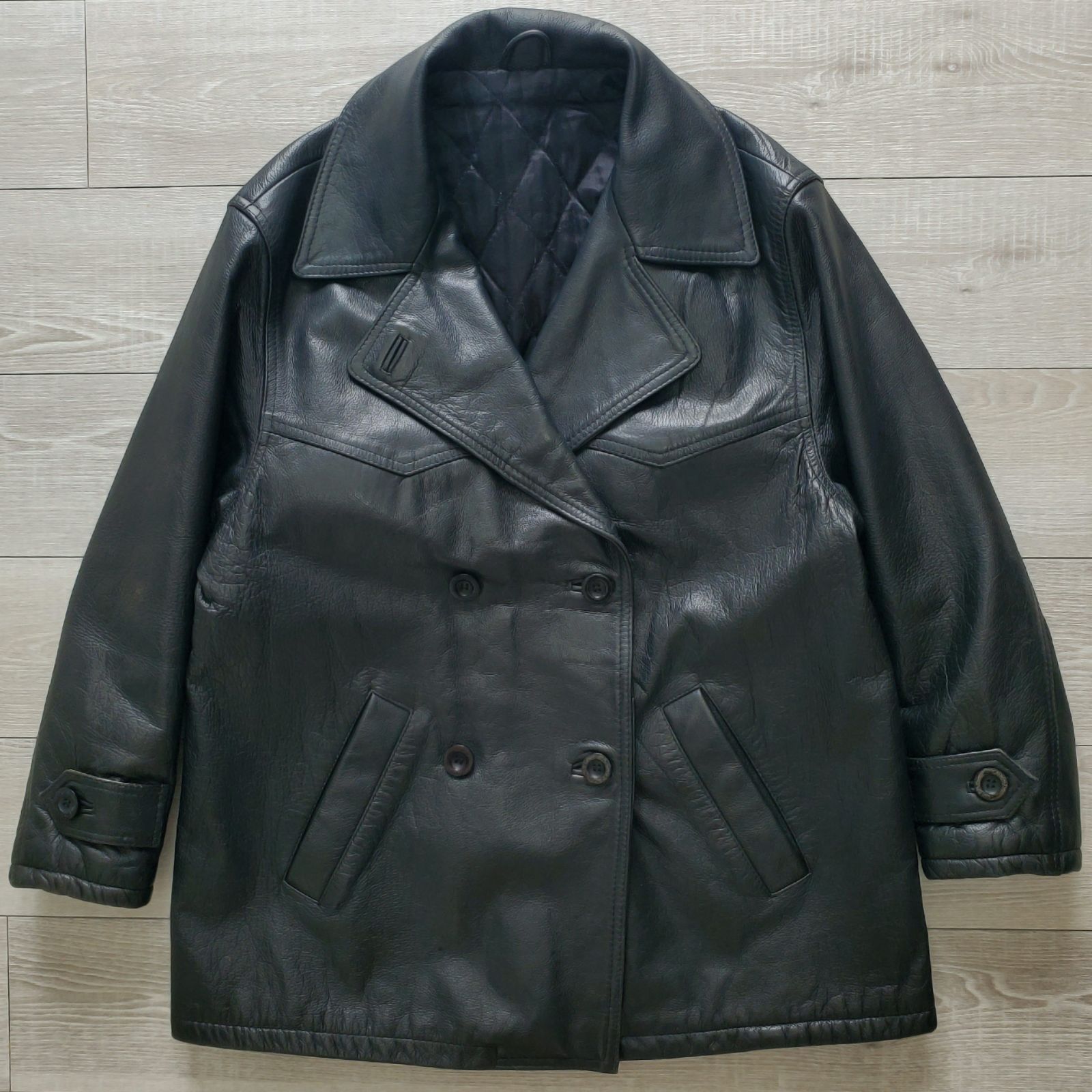 Euro vintage 1970-80s Leather Car Coat 古着 本革 ウエスタンヨーク