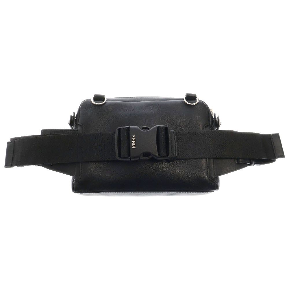 FENDI フェンディ YELLOW PACK - PEQUIN イエロー パック-ペカン ロゴレザーウエストバッグ ショルダーバッグ ブラック 7VA493