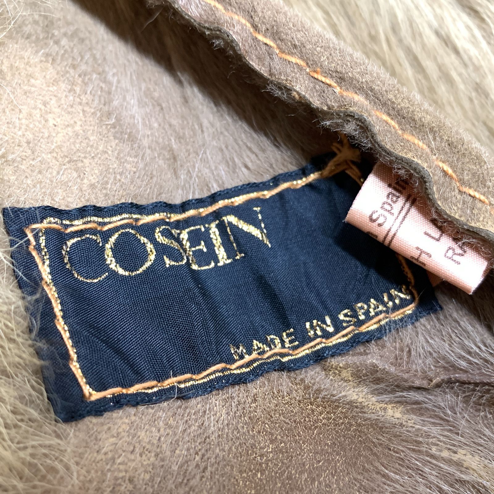 f001 H 最高級 COSEIN 羊革 ムートンコート 毛皮 ベージュ