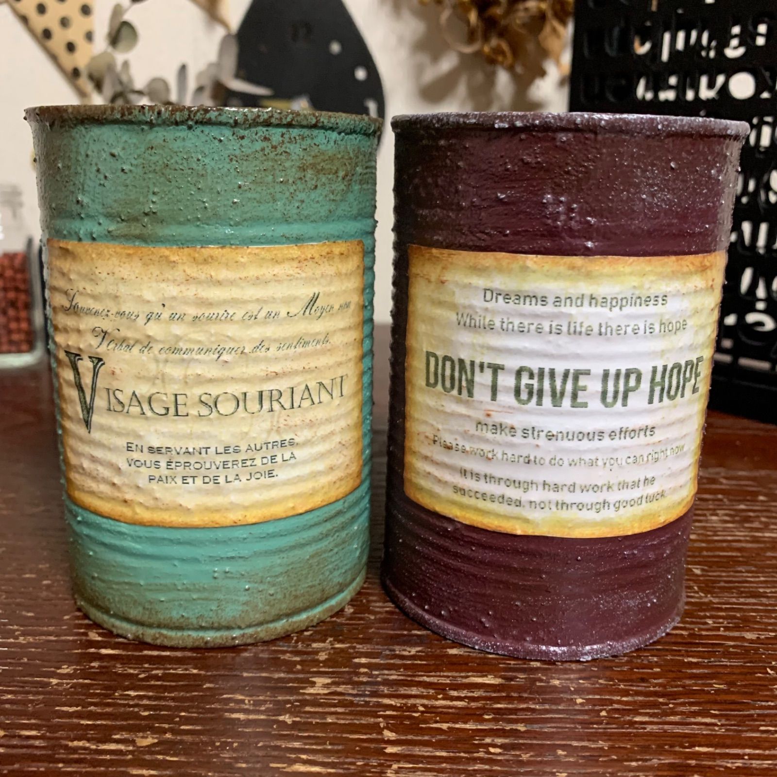 36.（トマト缶2個）リメイク缶　リメ缶　プランター　ガーデニング a5ab2005d57336532bc86909de2dc3