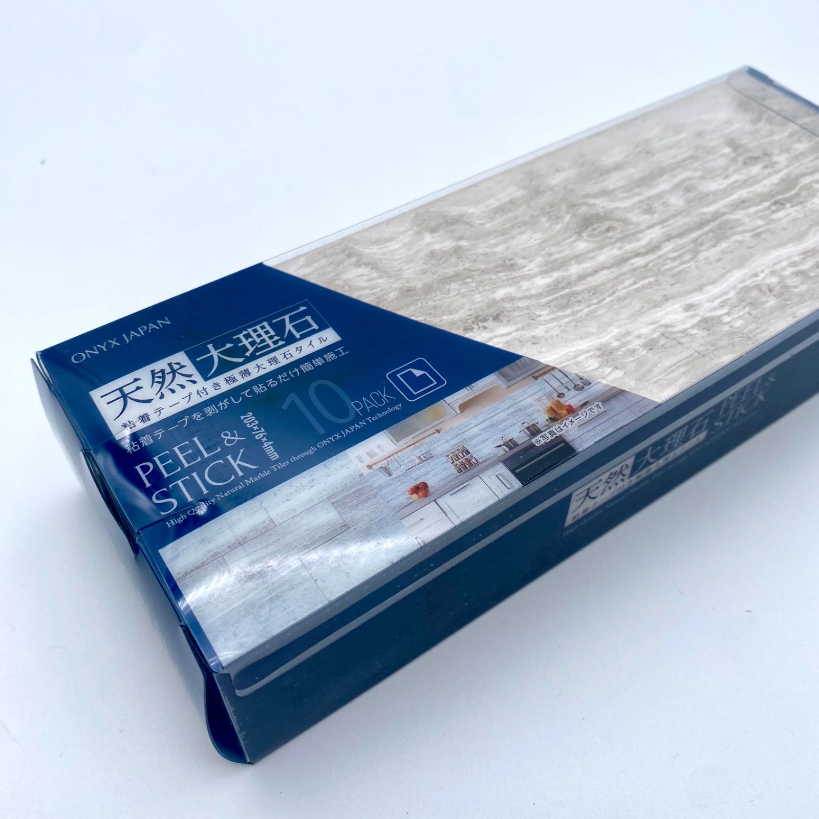 PEEL-STICK 100％天然大理石タイル 140枚 203 x 76 x 4mm インテリアタイル DIY