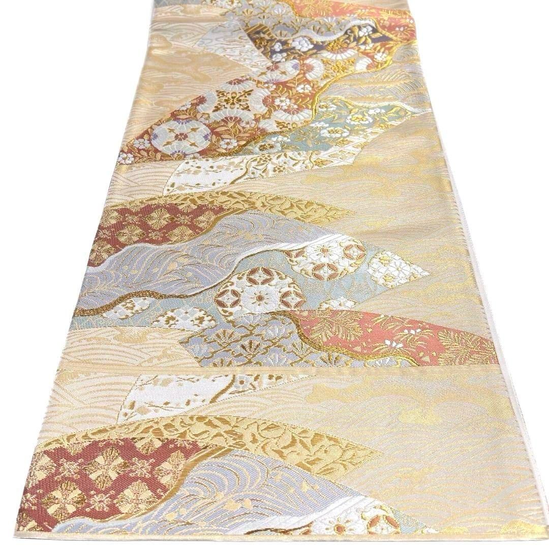 未着用　夏用　絽　道長取り　花模様　花菱　袋帯　金糸　着物　041a p c89225faa6988e2da660344585fe68