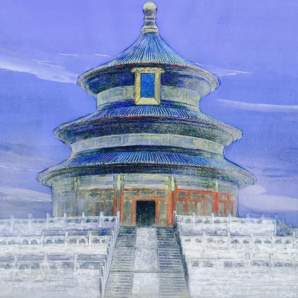 真作】【WISH】前田正憲「天壇」日本画 20号大 大作 金泥 共