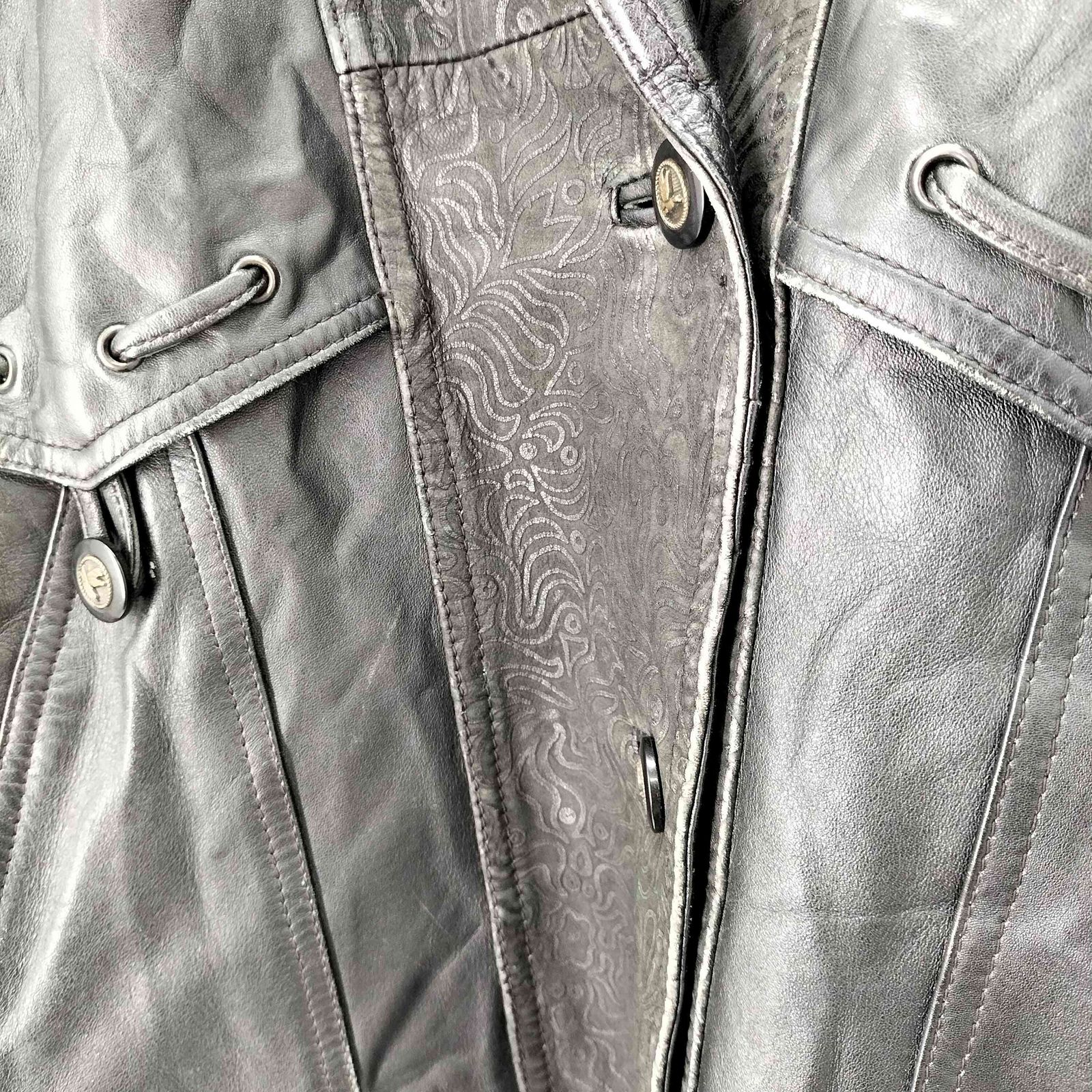 ユーズドフルギ USED古着 レイヤードデザイン切替ラムレザージャケット