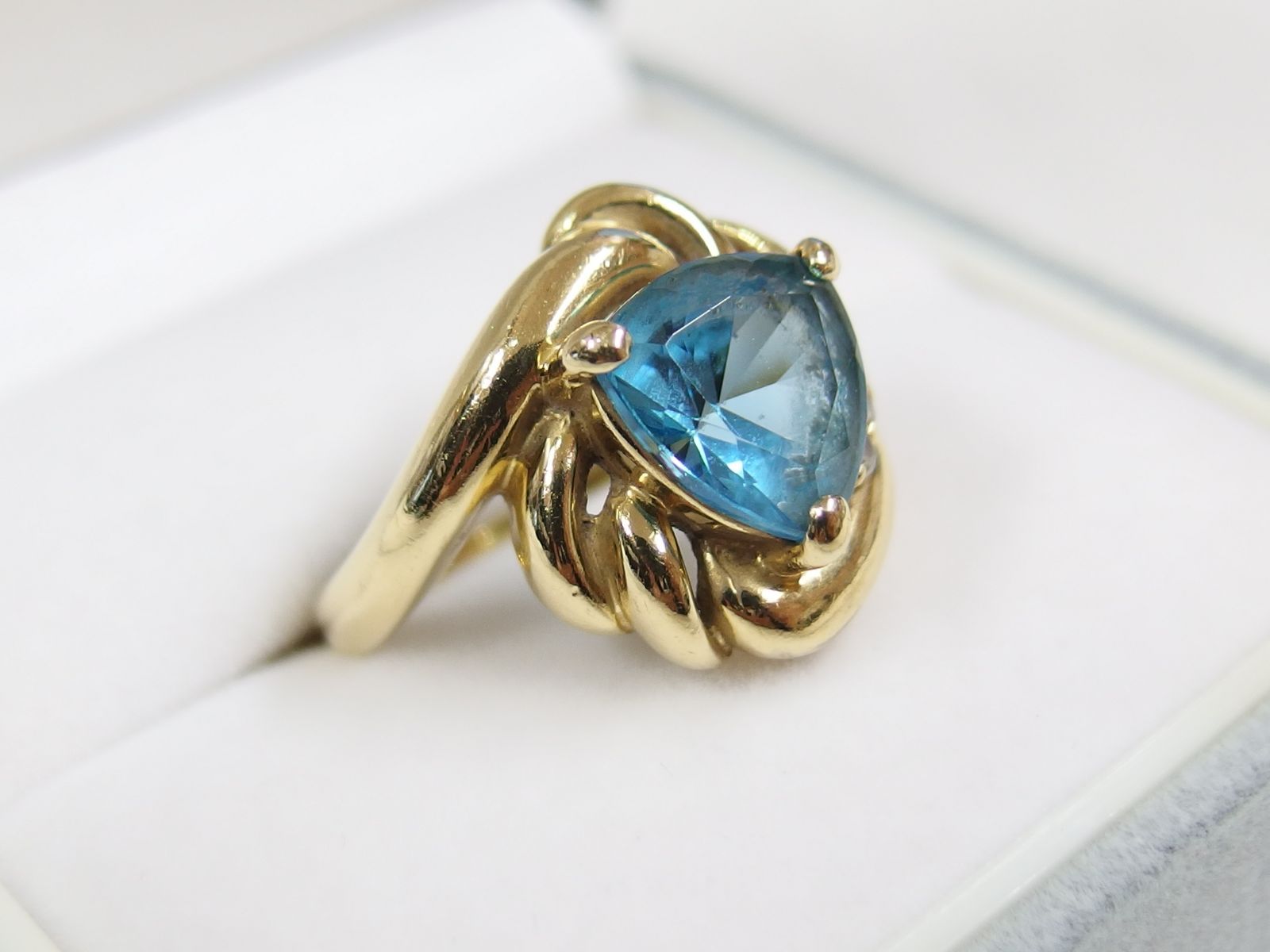 K18 ダイヤ0.11ct ブルートパーズ リング 14号 R4283