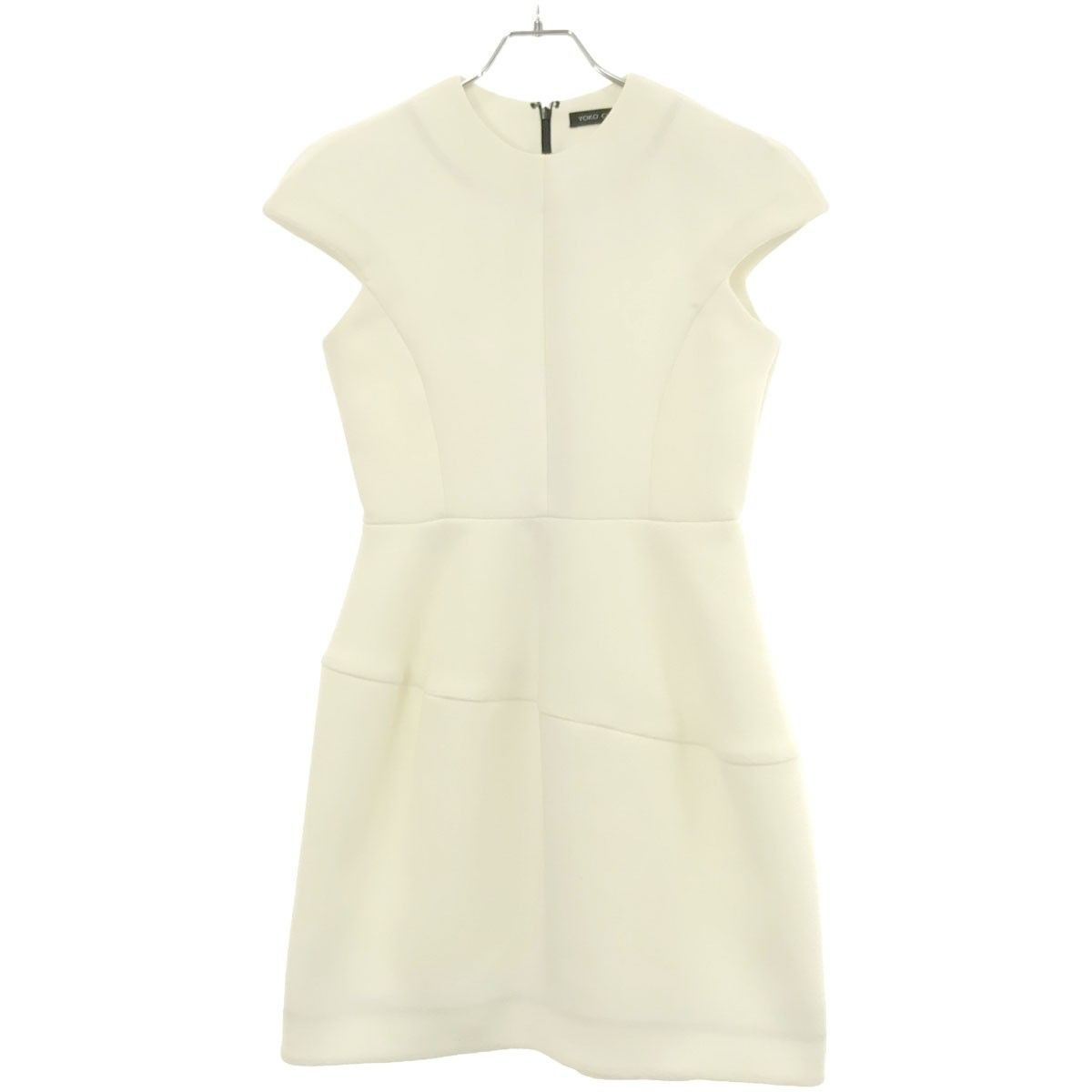 YOKO CHAN 白　ツイード風　バルーンワンピース　キャップスリーブ　38 YOKO CHAN 白 ツイード風 バルーンワンピース キャップスリーブ 38