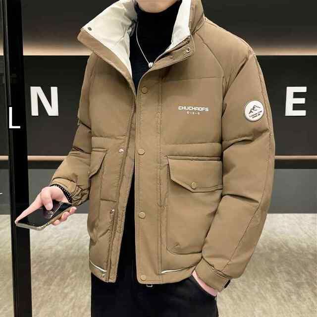 L 春 コーデ メンズ 服 シンプル ファッション オシャレ 大人 かっこいい 大きいサイズ ストリート 紳士服 ダウン ジャケット 薄型 スタンドカラー 冬