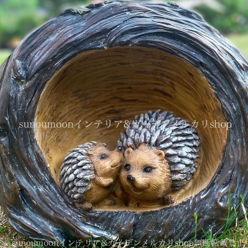 庭の装飾 置物 雑貨 動物 インテリア ガーデンオブジェ お洒落 ガーデンインテリア ガーデニング おしゃれ 樹脂 ガーデン雑貨 ガーデン 太陽光 庭 ガーデンライト ソーラー 親子 ハリネズミ ガーデンオーナメント アニマル 8-14 YUZUMIYA_COM