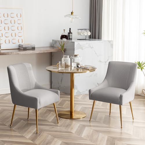 特別価格 ダイニングルーム 2脚セット リビングチェア タフテッドデザイン 書斎 ゴールド脚 受付 北欧風 ベルベット張り コンパクト ダイニングチェア おしゃれ モダン ミッドセンチュリー グレー