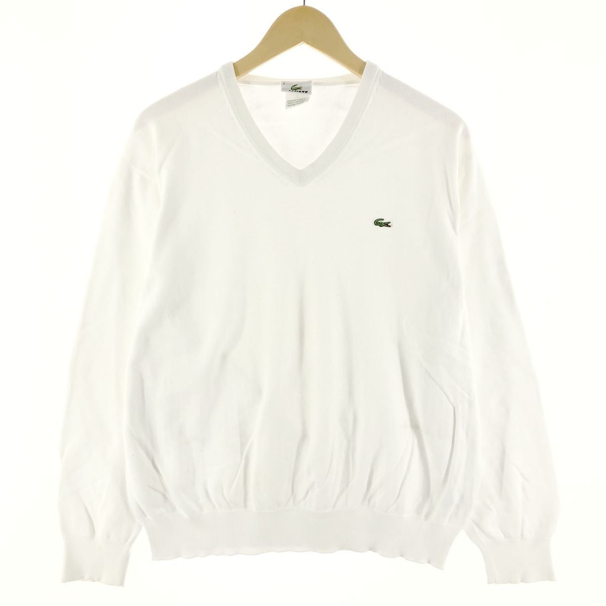 古着 ラコステ LACOSTE Vネック コットンニットセーター メンズXL