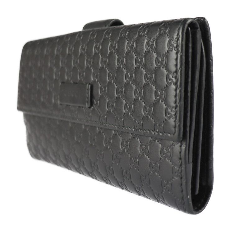 GUCCIグッチ マイクロ シマ エナメル 二つ折り 財布 ダブルホック 黒 GUCCI グッチ 二つ折り財布 449393 レザー ブラック マイクロ