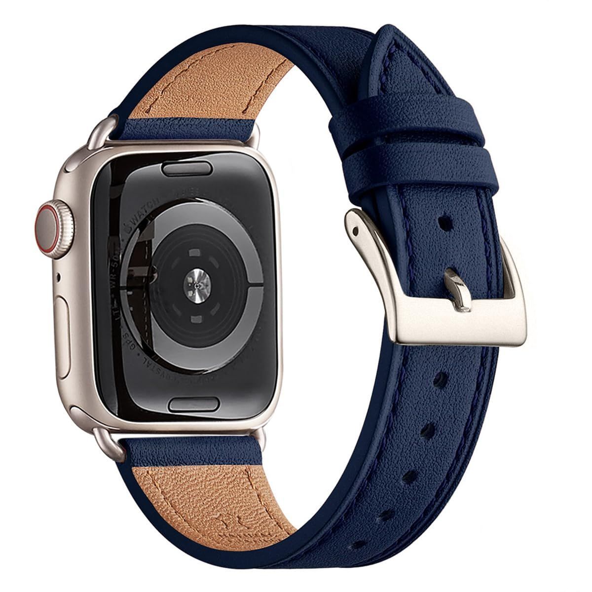 ダークブルースターライトバックル_42444549mm コンパチブル Apple Watch バンド アップルウォッチ バンド 本革製 レザー おしゃれバンド iWatch Ultra2Ultra Series 987654321SESE2に全機種対応 交換ベ