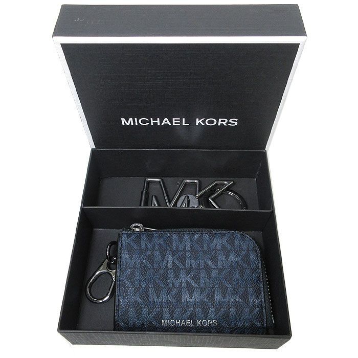 マイケルコース キーホルダー MICHAEL KORS MKカラビナ コインケース カードケース 36S3LGFE6B ADML/PL BLUE  アウトレット メンズ