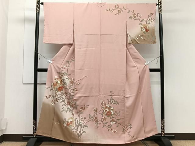 平和屋着物□訪問着 更紗花文 暈し染め 金彩 正絹 逸品 未使用
