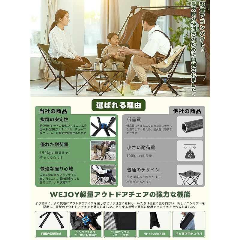 新着商品】WEJOY キャンプ チェア コンパクト アウトドア チェア