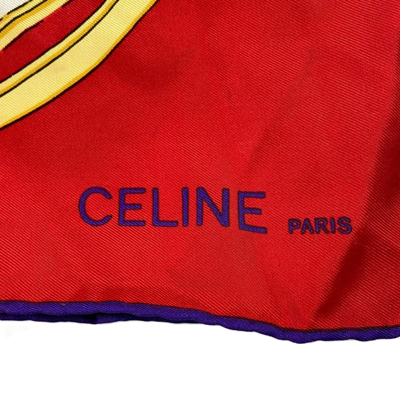 CELINE】スカーフ SILK/シルク 100% レッド/赤 大判 セリーヌ
