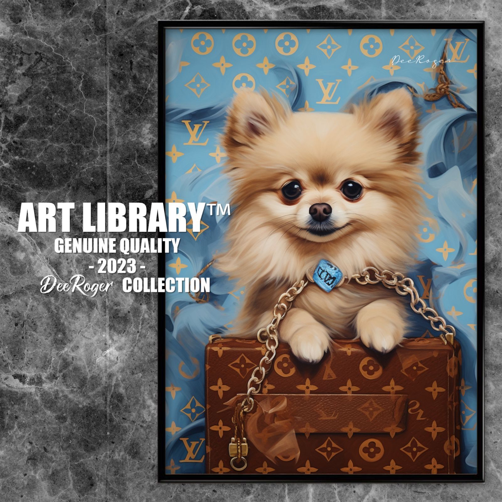 Louis Vuitton Dog Art 額付き ドッグ アートポスター ポメラニアン 犬 今日はお肌の調子がよきまる～ -  Yokohama_BayStyle - 