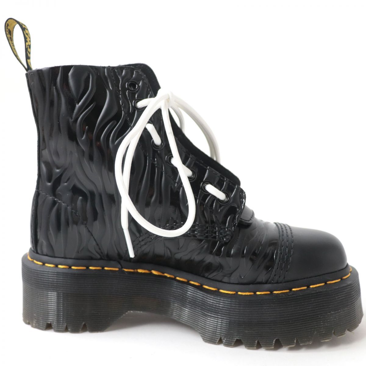 極美品☆Dr.Martens ドクターマーチン WMS 26704001 SINCLAIR シンクレア ゼブラ エンボス レザーブーツ ブラック  レディース UK4 箱付き