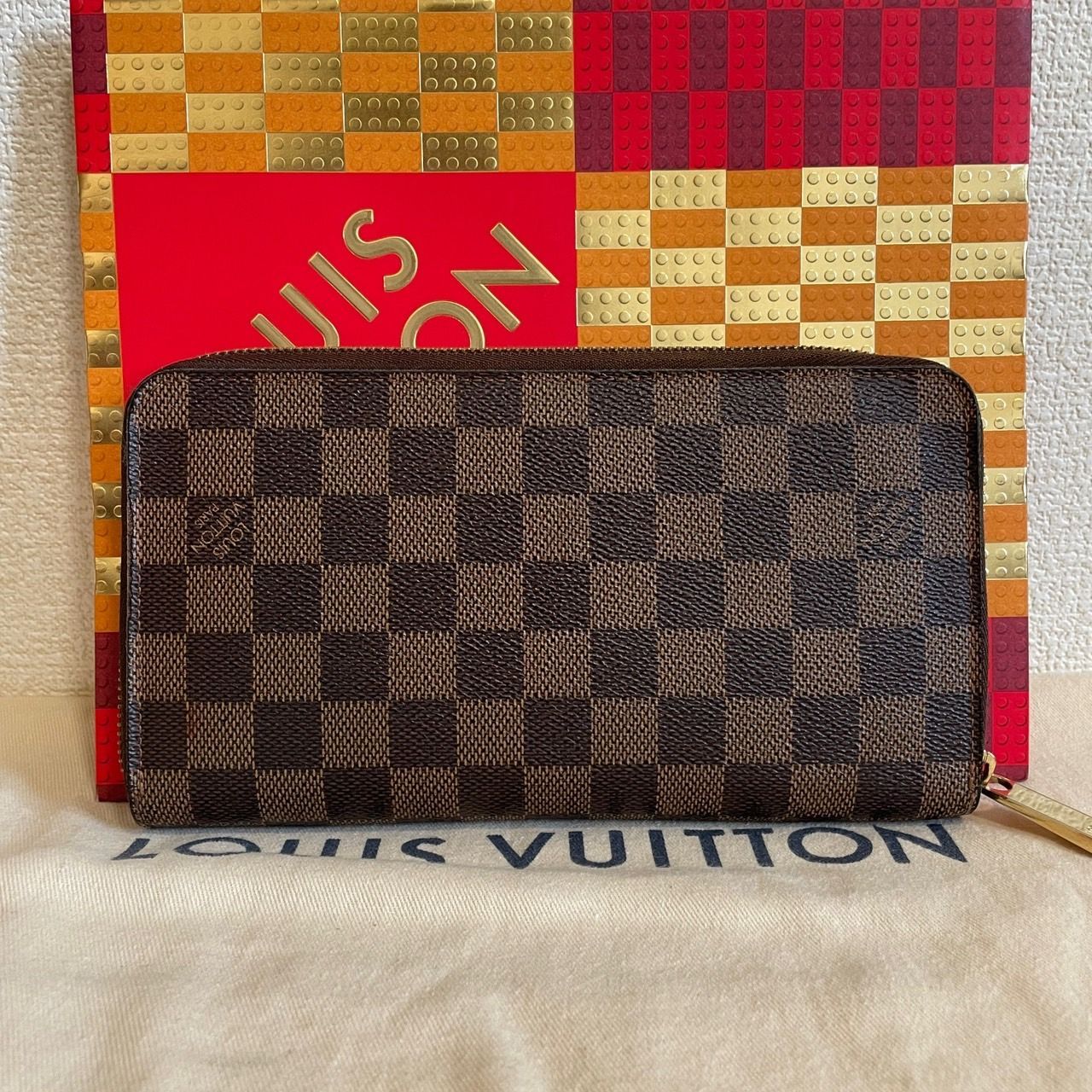 【極美品】ルイヴィトン ダミエ エベヌ ジッピー オーガナイザー 長財布 茶色 ルイヴィトン ダミエ エベヌ ジッピーウォレット ラウンド