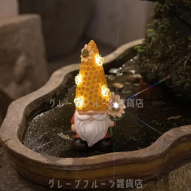 ノーム フィギア 小人 おじさん ライト ソーラー LED ランプ