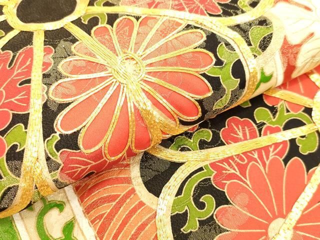 平和屋着物○豪華振袖 駒刺繍 亀甲草花文 金彩 正絹 逸品