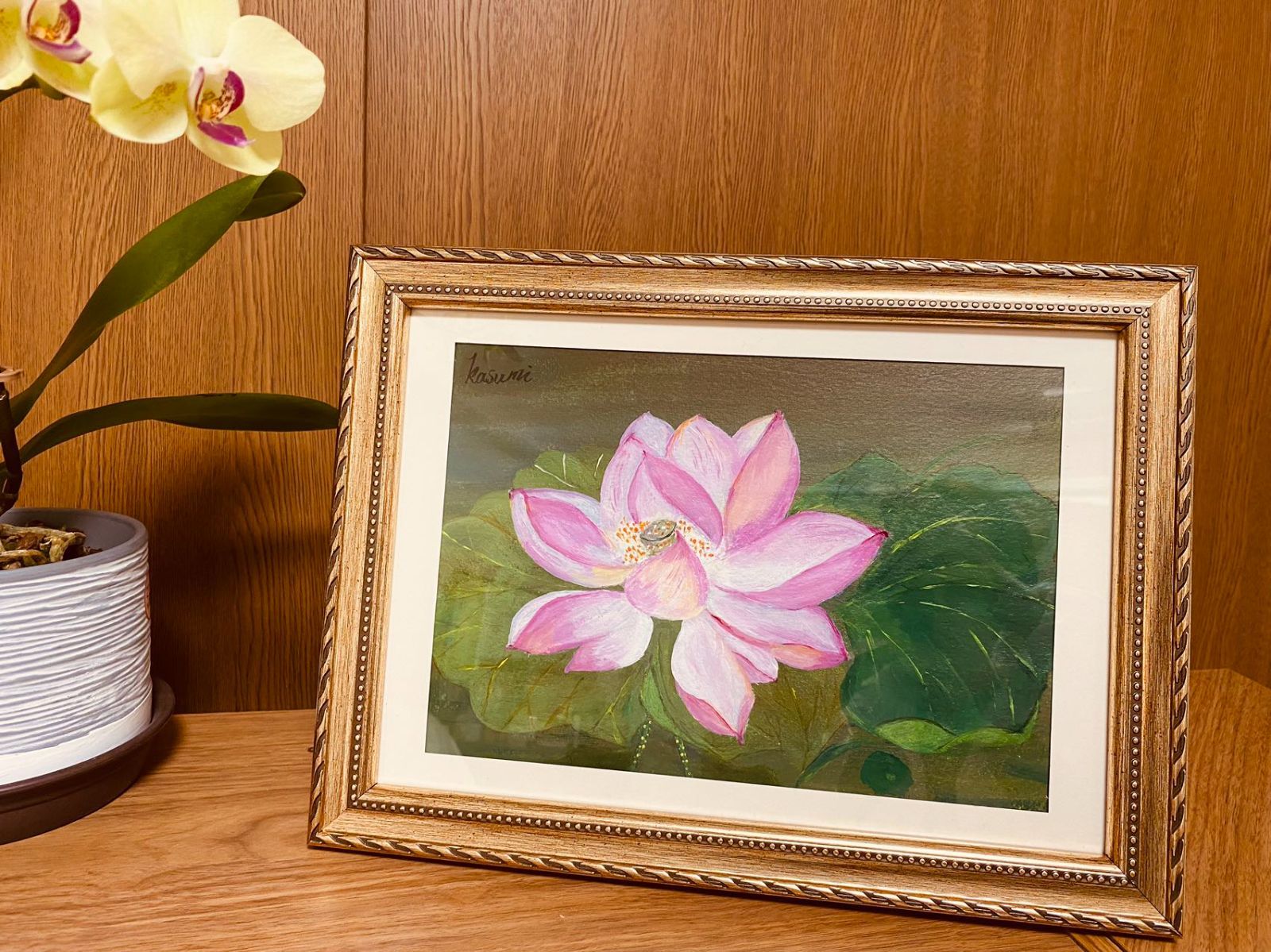 绘画「池に咲く蓮の花」アクリル絵/新品額縁 绘画「池に咲く蓮の花」アクリル絵/新品額縁 - メルカリ