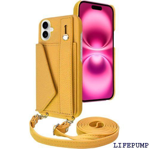 シズカウィル iPhone 16 用 ケース ショルダー カバー ショルダーストラップ アイファンデ5 ショルディー ストリートモード マスタード 1個入り 2466