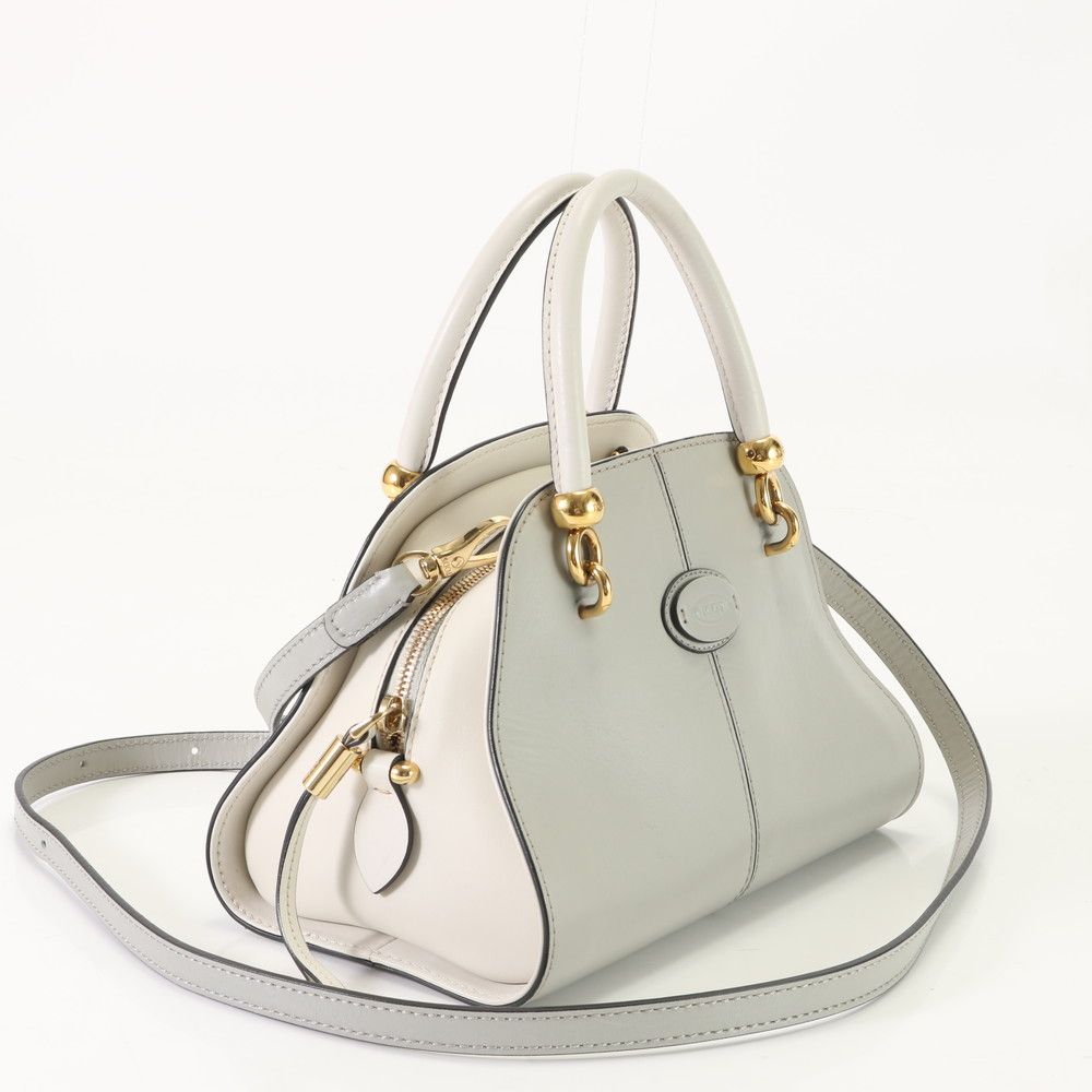 美品 TOD'S セラ レザー 2WAYショルダーバッグ クロスボディ グレー