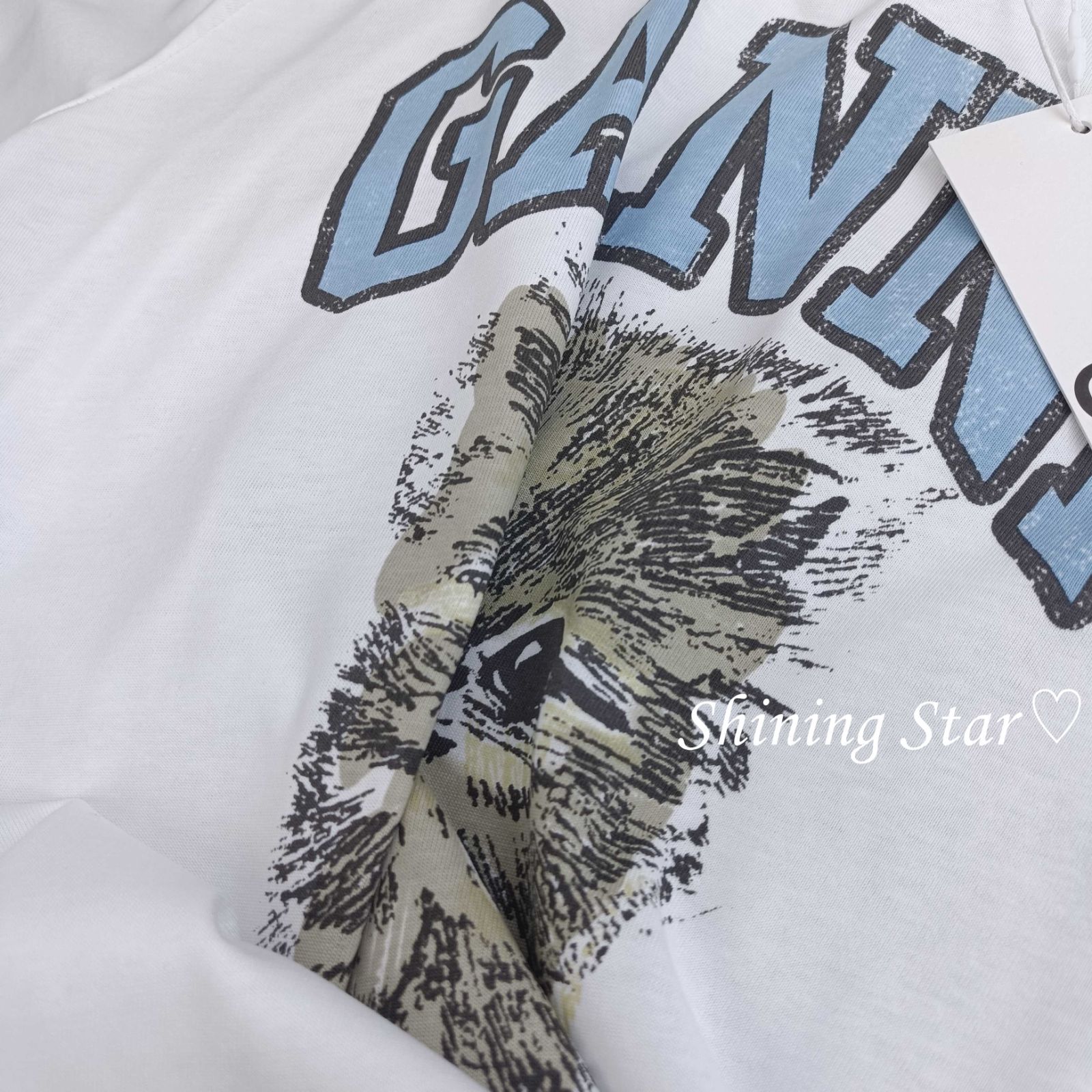 GANNI ガニー Tシャツ 半袖 レディース ウサギ キャットロゴ
