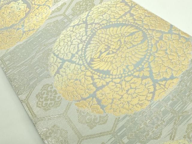 平和屋着物 上 西陣 川島織物 六通柄袋帯 向かい鳥花文 金銀糸 プラチナ DZAA9504kh5