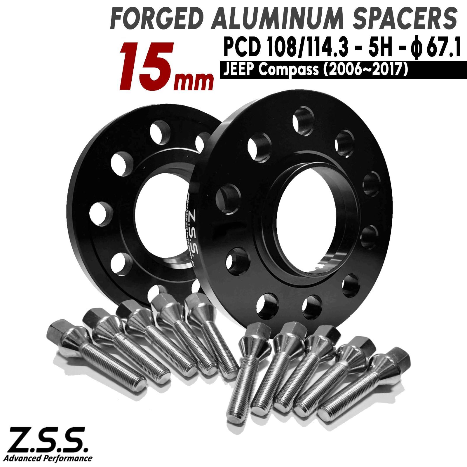 Z.S.S. AP ジープ パトリオット JEEP PATRIOT (2007~2017) スペーサー 厚み15ｍｍ PCD114.3 5穴 5x114.3 ハブ径 67.1φ M12xP1.50 ボルト付