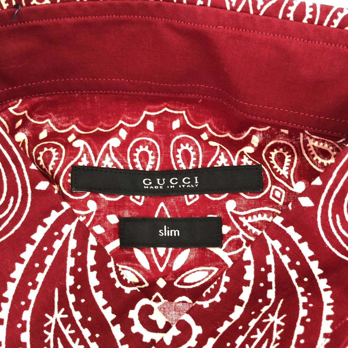 GUCCI グッチ ペイズリースリムコットンシャツ 283156 Z3360 レッド 42