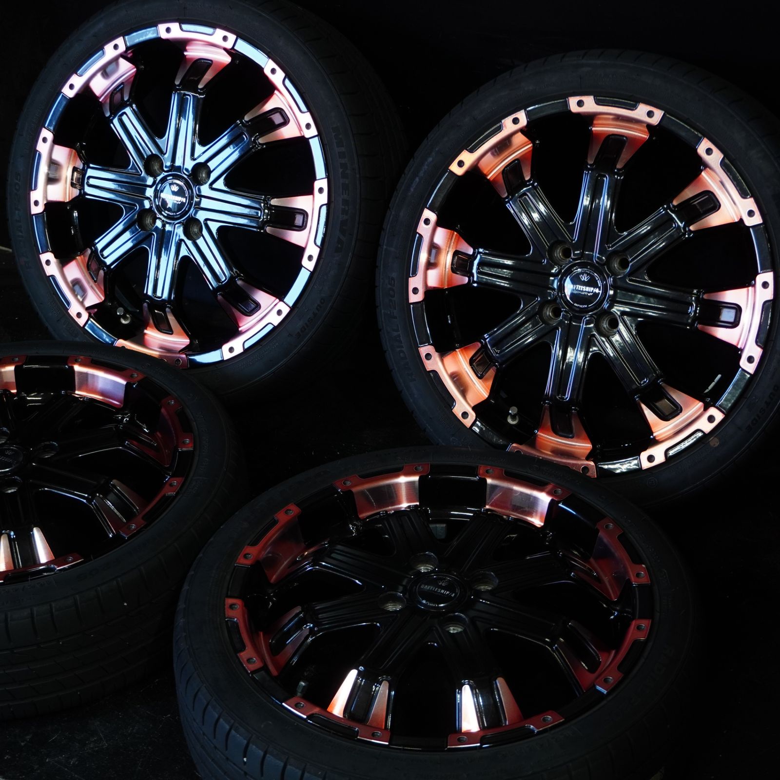 21年製 ミネルバ RADIAL F205 | ロクサーニ バトルシップ4 165|45R16 | 5.5J 48 100 4H 4本 ワゴンR タント ムーブ N-BOX等