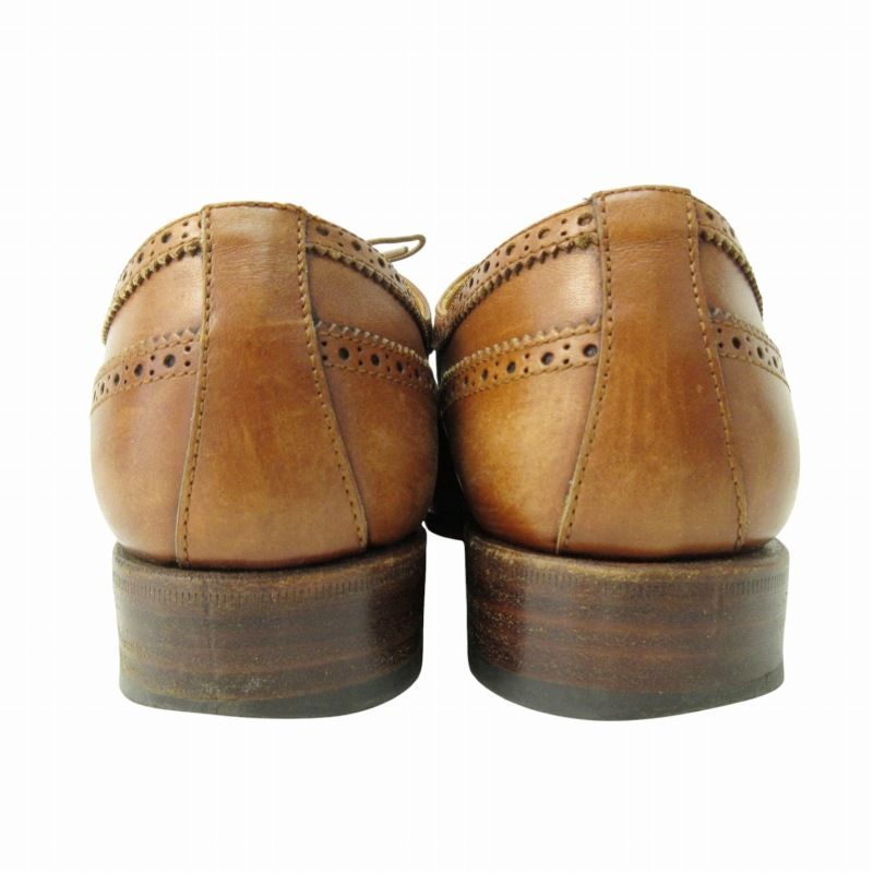 【美品】フィンコンフォート 40 メダリオン ウイングチップ 茶 美品 フィンコンフォート ウイングチップステッチレザーシューズ