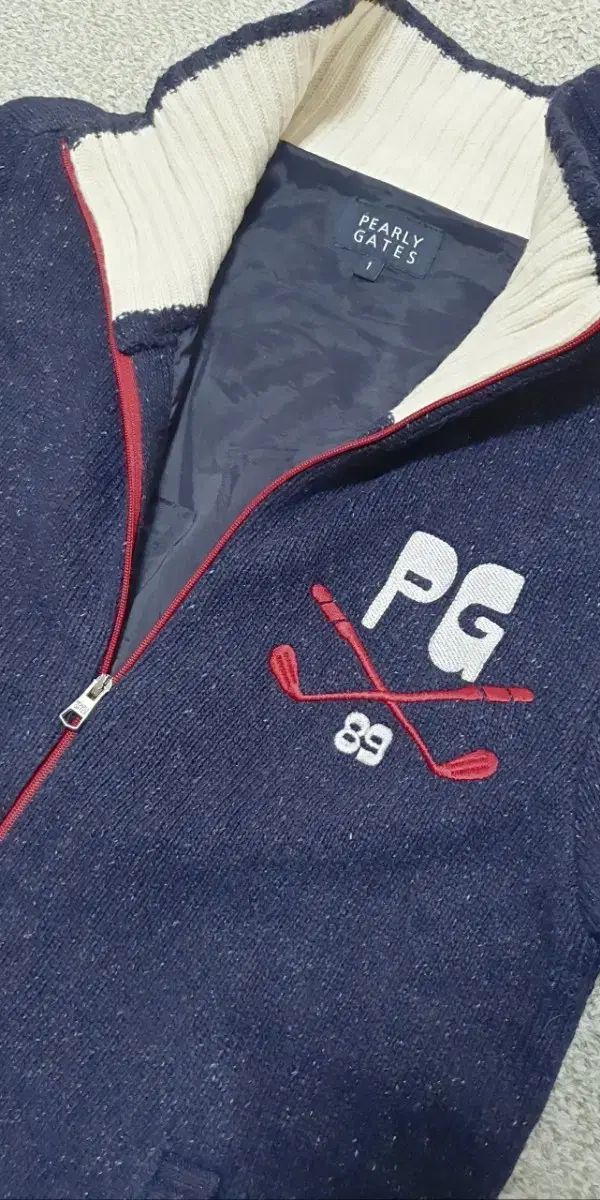 パーリーゲイツ ネック付 ニット セーター ネイビー 1 ゴルフ PEARLY GATES パーリーゲイツ カシミヤ 裏地付ニットセーター ネイビー