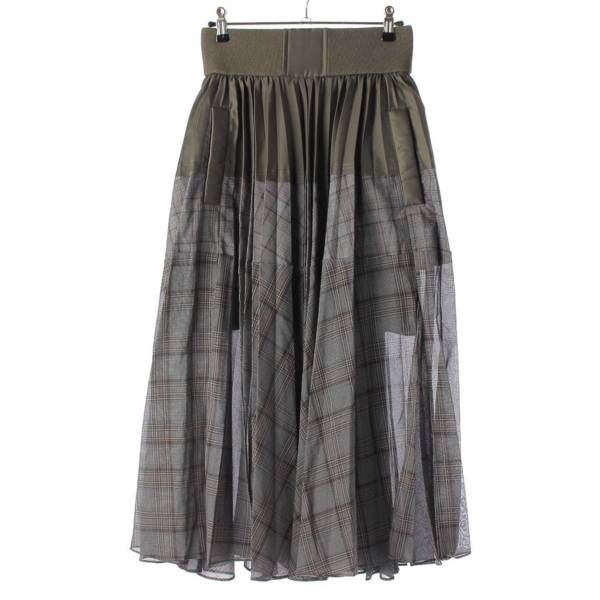 sacai ドッキングプリーツスカート 22-05991 グリーン系チェック柄