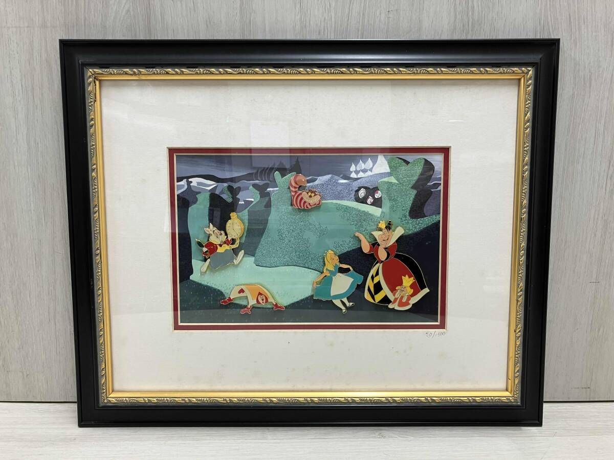 ジャンク Disney 不思議の国のアリス ピンバッジ 50/1500 額縁サイズ約