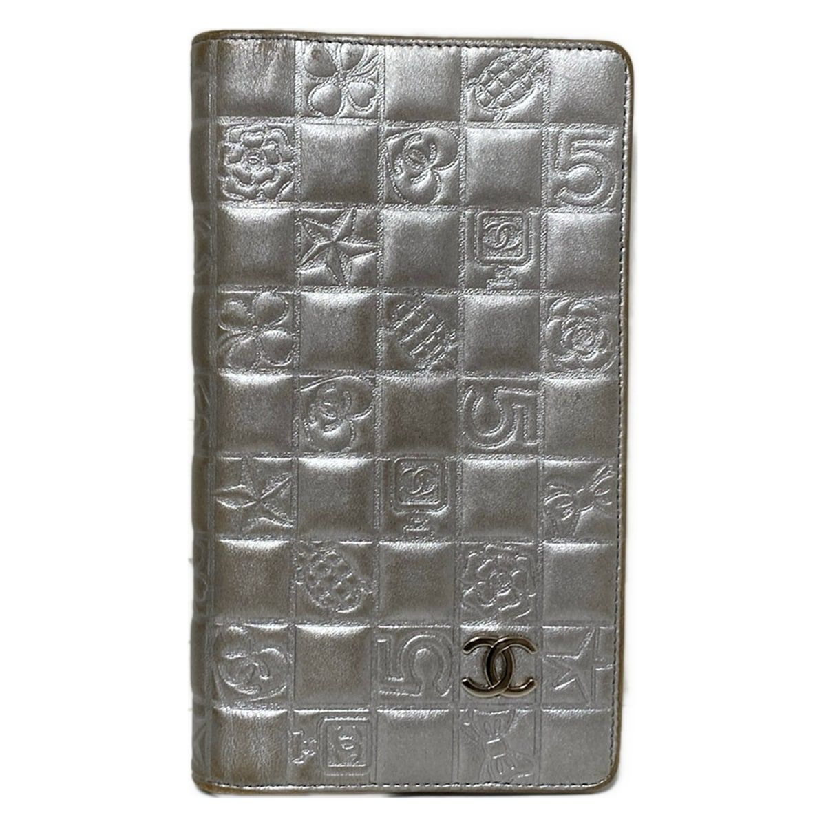 CHANEL シャネル 長財布 アイコン シルバー シルバー金具 ラムスキン