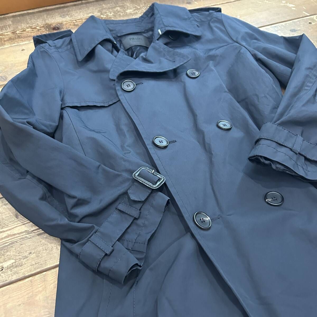 ★ Prada プラダ トレンチコート 46 美品 ネイビー MADE IN ITALY PRADA / プラダ トレンチコート ネイビー レディース