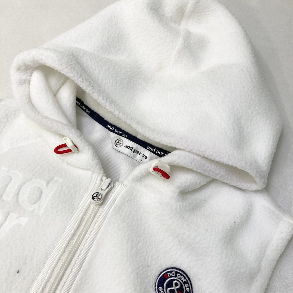 サイズ：L AND PER SE アンパスィ フード付 ボア ジップベスト