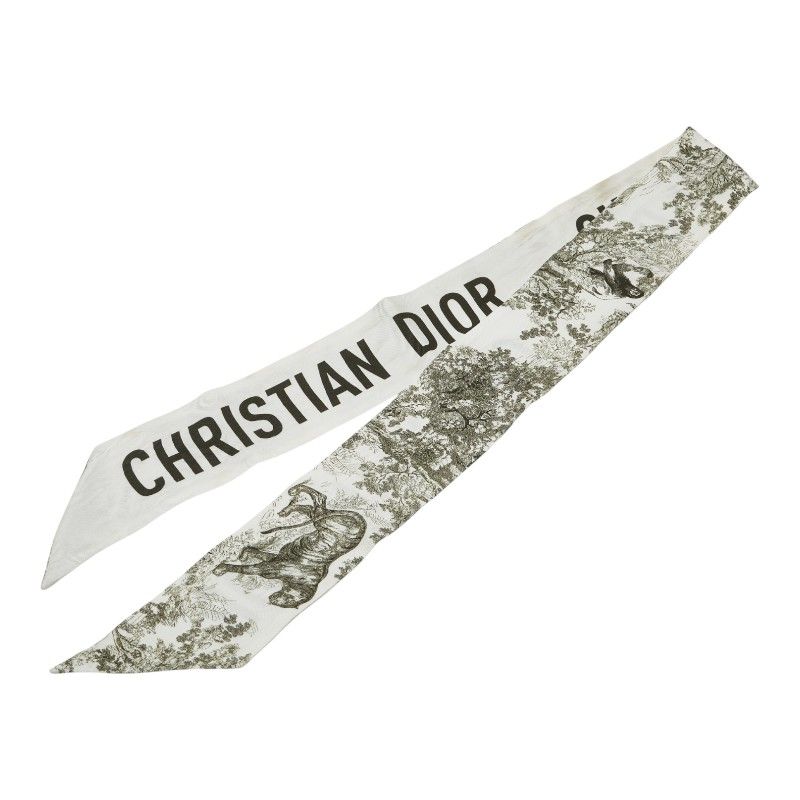 ディオール ミッツァ トワル ドゥ ジュイ ホワイト カーキ シルク レディース Dior 1-0233393