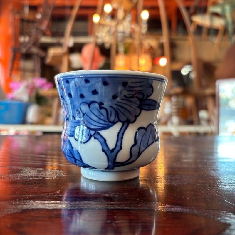 大輪＊ 大鉢＆湯呑み set 源右衛門窯 染付向日葵 湯呑 3客セット