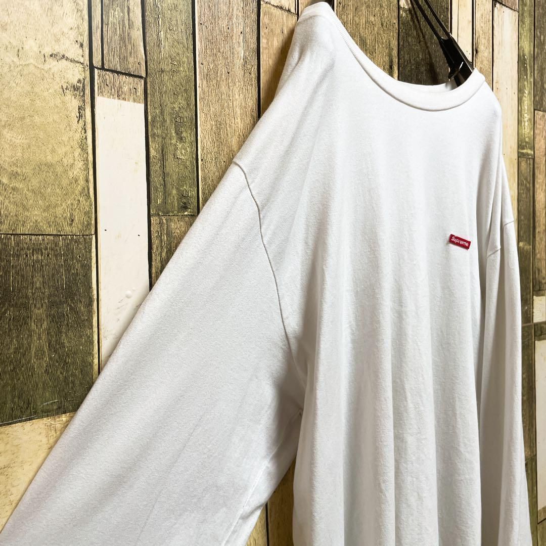 人気デザイン》シュプリーム SUPREME 白☆ロンt 2XL 刺繍ロゴ ワン 