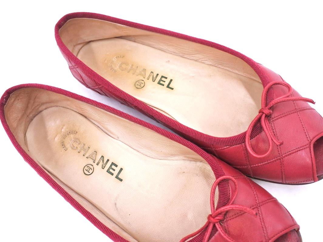 5日まで限定最終値下げ シャネル　パンプス CHANEL シャネル 箱付き マトラッセ オープントゥ フラット